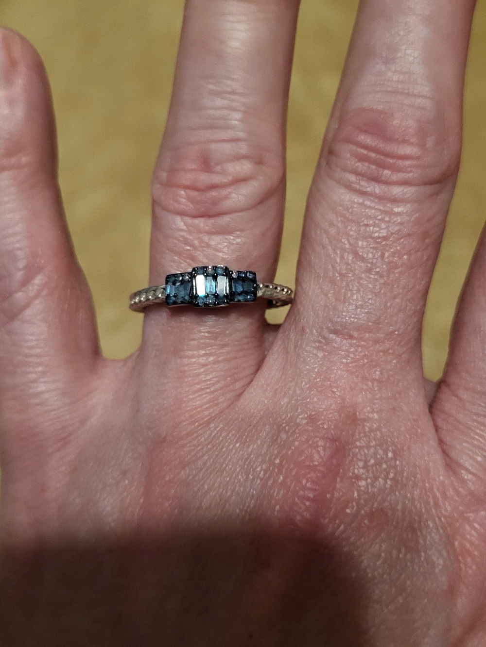 Blue Diamond Accent Band In Platinum Over Silver